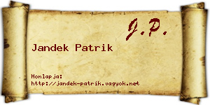 Jandek Patrik névjegykártya